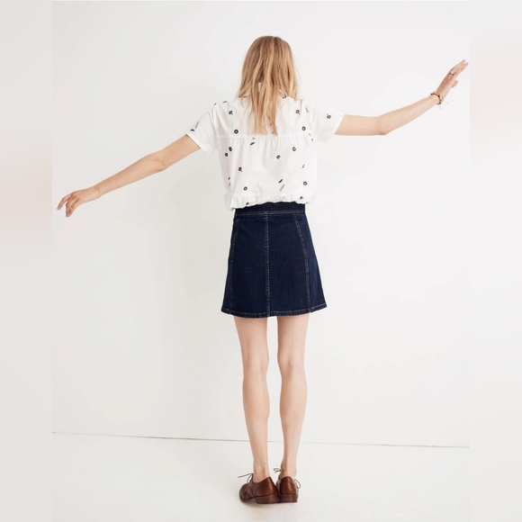 Madewell "Stretch Denim A-Line Mini Skirt: Button-Front Edition" Women's Size 4 - Picture 2 of 10